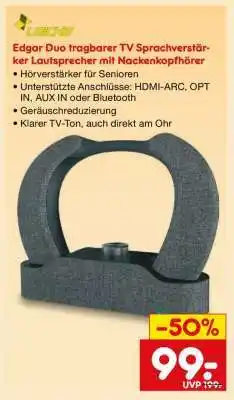 Netto Marken-Discount Edgar Duo tragbarer TV Sprachverstärker Lautsprecher mit Nacken kopfhörer Angebot