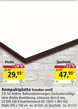 Holz Possling Kompaktplatte Trendoo weiß Angebot