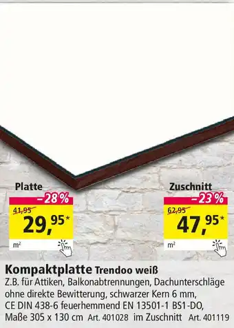 Holz Possling Kompaktplatte Trendoo weiß Angebot
