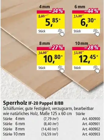 Holz Possling Sperrholz IF-20 Pappel B/BB Angebot