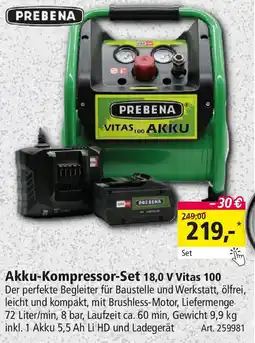 Holz Possling PREBENA Akku-Kompressor-Set 18,0 V Vitas 100 Angebot