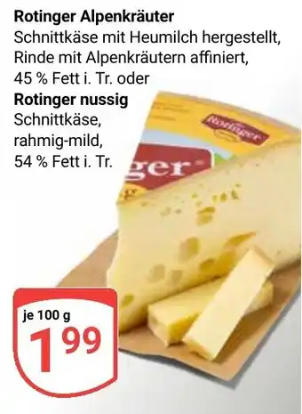Globus Rotinger Alpenkräuter oder Rotinger nussig Angebot