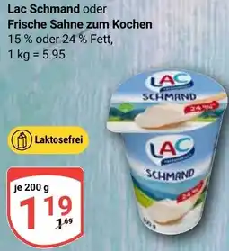 Globus Lac Schmand oder Frische Sahne zum Kochen Angebot