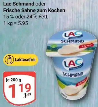 Globus Lac Schmand oder Frische Sahne zum Kochen Angebot