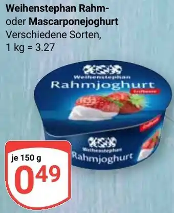 Globus Weihenstephan Rahm- oder Mascarponejoghurt Angebot
