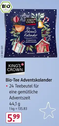 Rossmann KING'S CROWN Bio-Tee Adventskalender Angebot