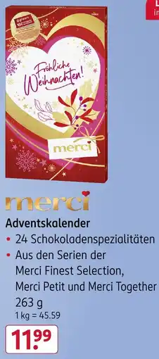 Rossmann merci Adventskalender Angebot