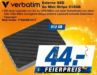 expert Techno Land Verbatim Externe SSD Go Mini Stripe 512GB Angebot