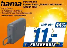 expert Techno Land hama Powerbank Power Pack ,,Travel" mit Kabel Angebot