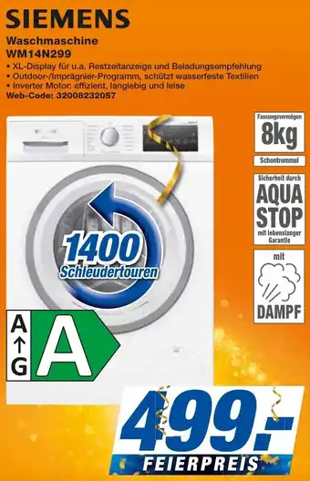 expert Techno Land SIEMENS Waschmaschine WM14N299 Angebot