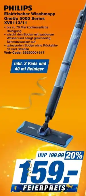 expert Techno Land PHILIPS Elektrischer Wischmopp OneUp 5000 Series XV5113/11 Angebot