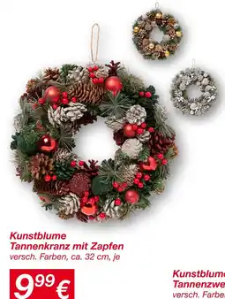 KiK Kunstblume tannenkranz mit zapfen Angebot