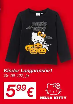 KiK Hello kitty kinder langarmshirt Angebot