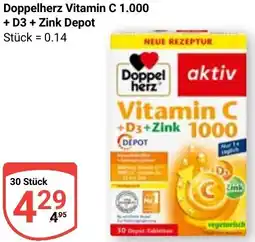 Globus Doppelherz Vitamin C 1.000 + D3 + Zink Depot Angebot