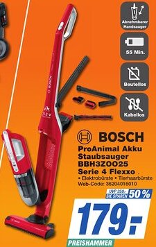 K+B Expert BOSCH ProAnimal Akku Staubsauger BBH3ZOO25 Serie 4 Flexxo Angebot