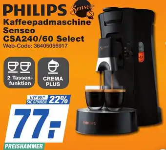 K+B Expert PHILIPS Kaffeepadmaschine Senseo CSA240/60 Select Angebot