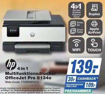 K+B Expert hp 4 in 1 Multifunktionsdrucker OfficeJet Pro 8134e Angebot