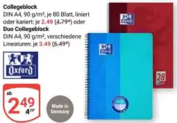 Globus Oxford Collegeblock oder Duo Collegeblock Angebot