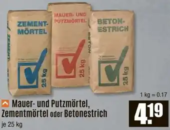 V Baumarkt Mauer- und Putzmörtel, Zementmörtel oder Betonestrich Angebot