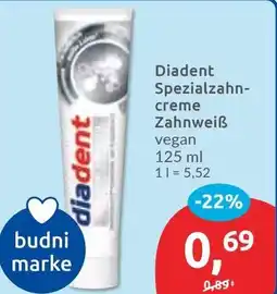 Budni Diadent Spezialzahncreme Zahnweiß Angebot