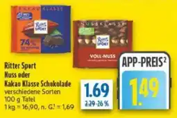 diska Ritter Sport Nuss oder Kakao Klasse Schokolade Angebot