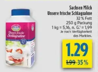diska Sachsen Milch Unsere frische Schlagsahne Angebot
