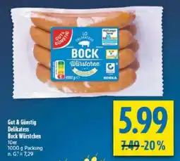 diska Gut & Günstig Delikatess Bock Würstchen Angebot