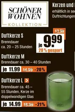 V Baumarkt SCHÖNER WOHNEN Duftkerze S Angebot