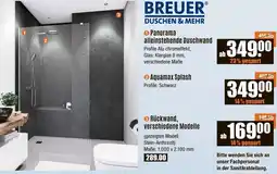 V Baumarkt BREUER DUSCHEN & MEHR Panorama alleinstehende Duschwand Angebot