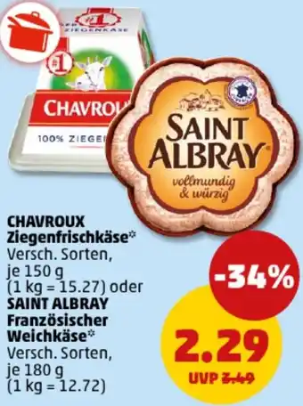 PENNY CHAVROUX Ziegenfrischkäse oder SAINT ALBRAY Französischer Weichkäse Angebot