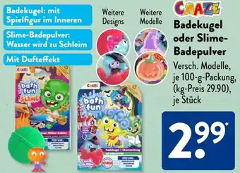Aldi Süd CRAZE Badekugel oder Slime Badepulver Angebot