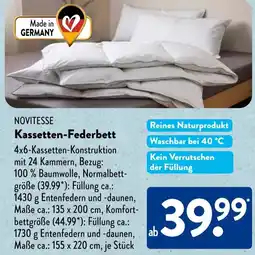 Aldi Süd NOVITESSE Kassetten-Federbett Angebot