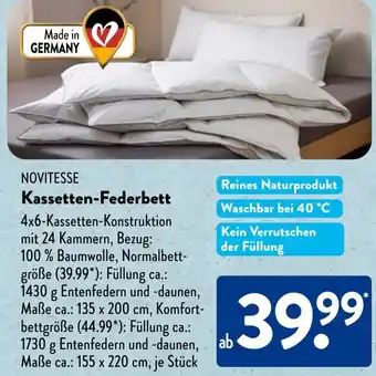 Aldi Süd NOVITESSE Kassetten-Federbett Angebot
