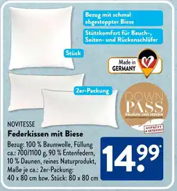 Aldi Süd NOVITESSE Federkissen mit Biese Angebot