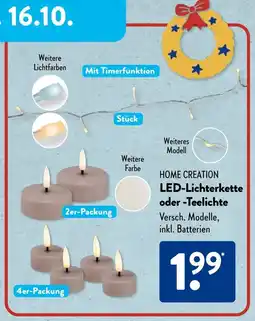 Aldi Süd HOME CREATION LED-Lichterkette oder Teelichte Angebot