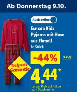 Lidl Esmara Kids Pyjama mit Hose aus Flanell Angebot