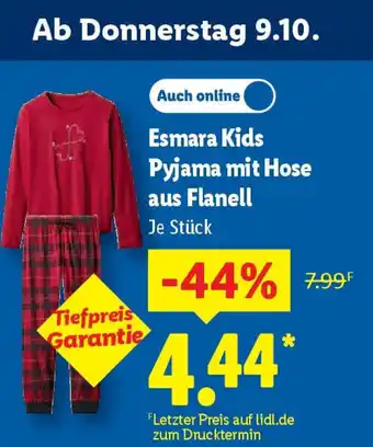Lidl Esmara Kids Pyjama mit Hose aus Flanell Angebot