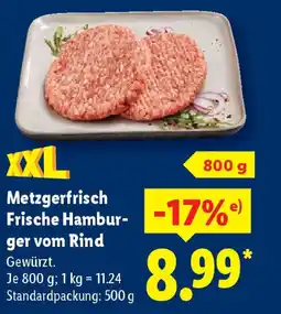 Lidl Metzgerfrisch Frische Hambur- ger vom Rind Angebot