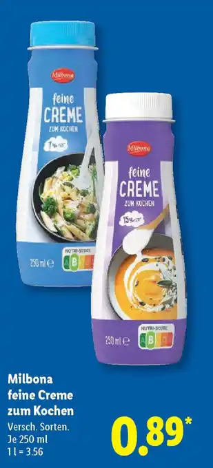 Lidl Milbona feine Creme zum Kochen Angebot