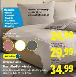 Lidl Livarno Home Musselin-Bettwäsche ca.135x200 cm Angebot