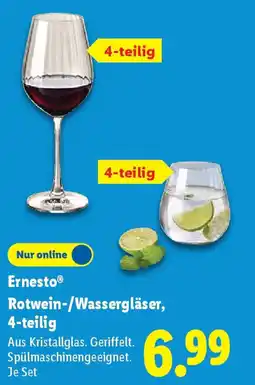 Lidl Ernesto Rotwein-/Wassergläser, 4-teilig Angebot