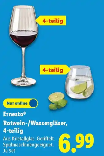 Lidl Ernesto Rotwein-/Wassergläser, 4-teilig Angebot