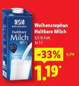 Lidl Weihenstephan Haltbare Milch Angebot