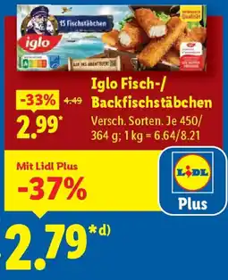 Lidl Iglo Fisch-/Backfischstäbchen Angebot