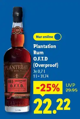 Lidl Plantation Rum O.F.T.D (Overproof) Angebot