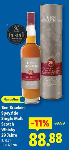 Lidl Ben Bracken Speyside Single Malt Scotch Whisky 29 Jahre Angebot
