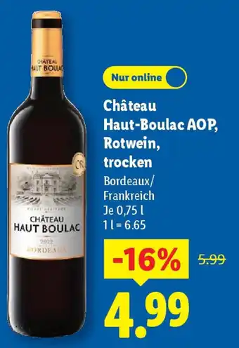 Lidl Château Haut-Boulac AOP, Rotwein, trocken Angebot