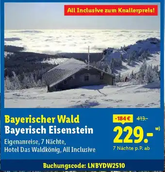 Lidl Bayerischer Wald Bayerisch Eisenstein 7 Nächte Angebot