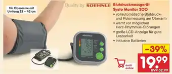 Netto Marken-Discount Blutdruckmessgerät Systo Monitor 200 Angebot
