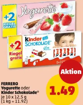 PENNY FERRERO Yogurette oder Kinder Schokolade Angebot